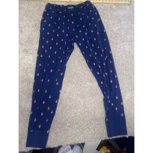 Polo Ralph Lauren Sleepwear Lounge Pants M Blue Yellow Crest Logo All Over Print